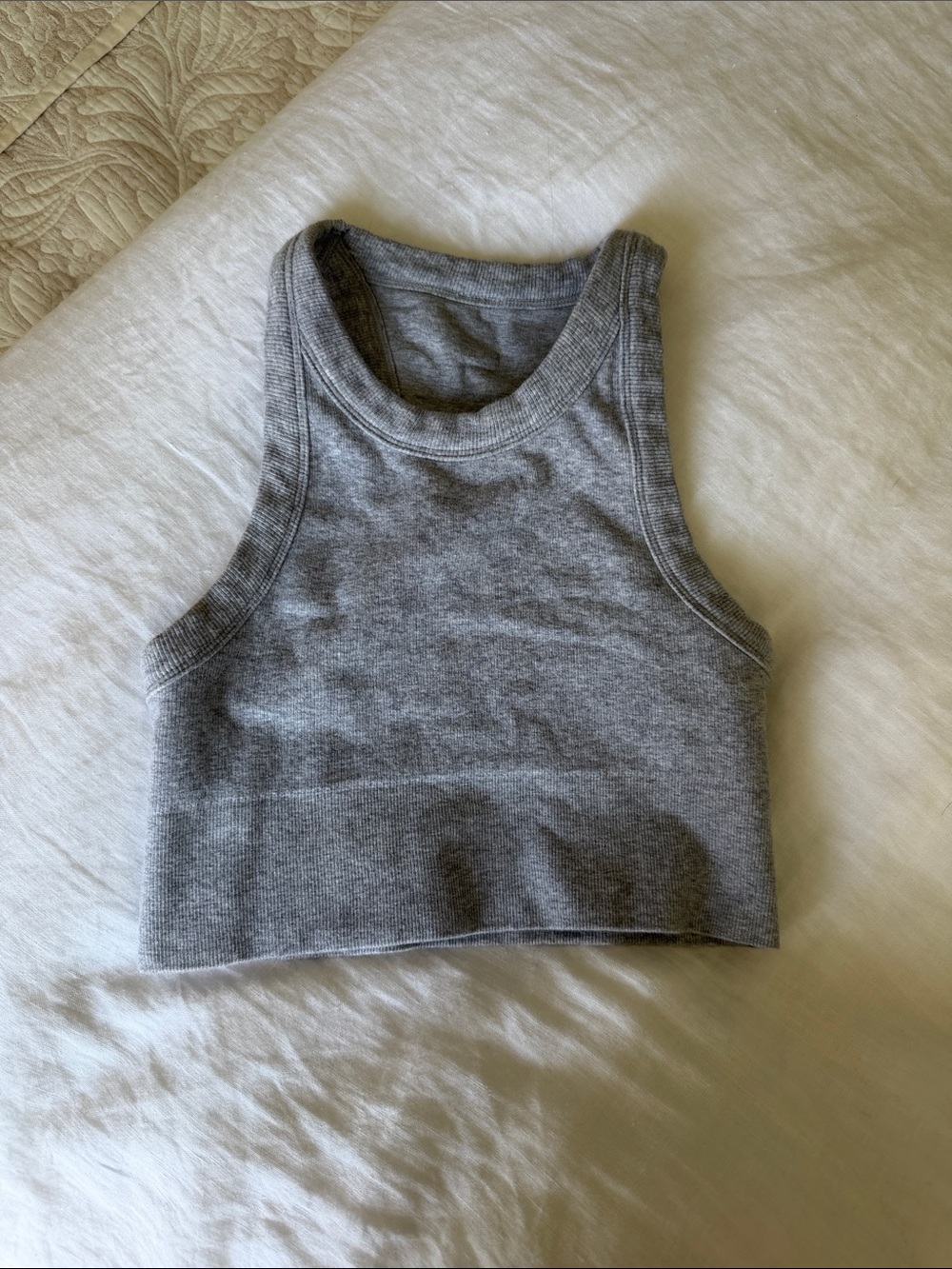 ALO Yoga Heather Gray Ribbed Crop Tank
